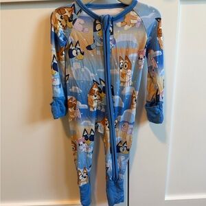Little Sleepies Blue Cartoon Print Footie